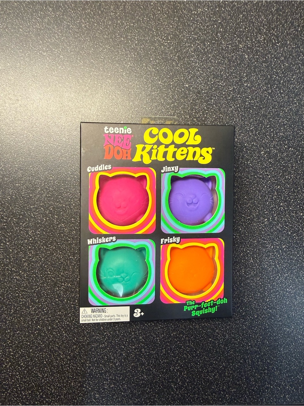 Cool Kittens 4-Pack Squishy Toy Set - Pink, Purple, Teal, Orange